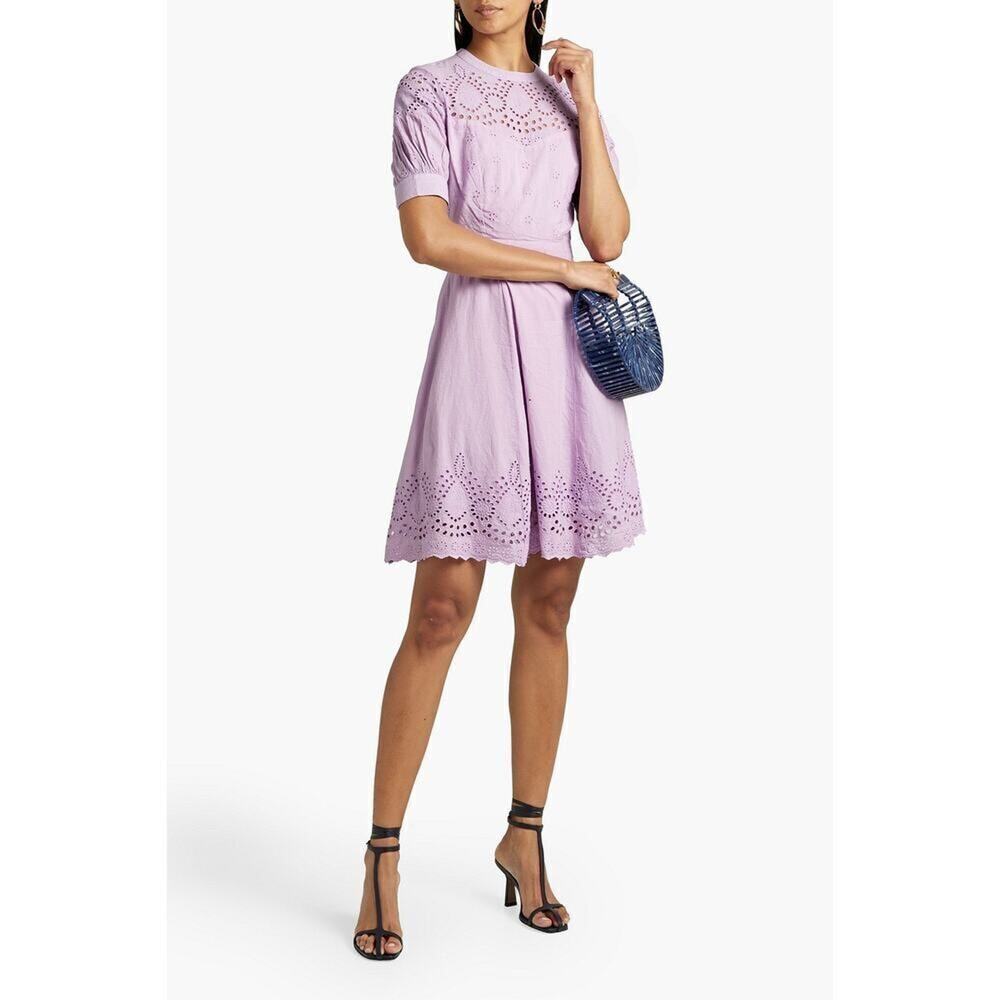 Walter Baker Nicolette Broderie Anglaise-Trimmed Mini Dress Women's 0 Lavender